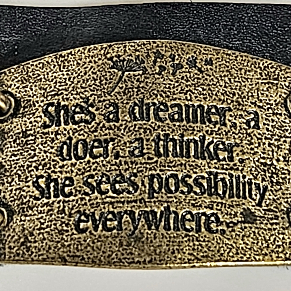 NWT - Black Colored Leather Bracelet - Inspirational SHE'S A DREAMER Quote